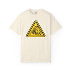 Ivory Colored Caution High Speed pickleball T-shirt with yellow speeding pickleball warning graphic