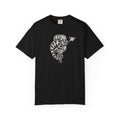 Black colored Pickleball Chameleon pickleball t-shirt with detailed chameleon and paddle-themed graphic.