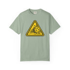 Bay colored Caution High Speed pickleball T-shirt with yellow speeding pickleball warning graphic