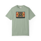 Sage colored Dink. Repeat. pickleball t-shirt with orange-and-black retro badge-style typography.