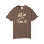 Espresso colored Gentle Giant pickleball t-shirt with distressed cream vintage typography.