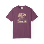 Berry colored Gentle Giant pickleball t-shirt with distressed cream vintage typography.