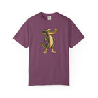 Berry colored Pickleball Gator pickleball t-shirt with cartoon alligator player holding a paddle.