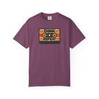 Berry colored Dink. Repeat. pickleball t-shirt with orange-and-black retro badge-style typography.