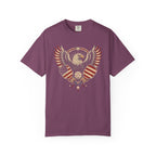 Berry colored Pickleball Eagle t-shirt with eagle emblem, spread wings, and pickleball-themed details.